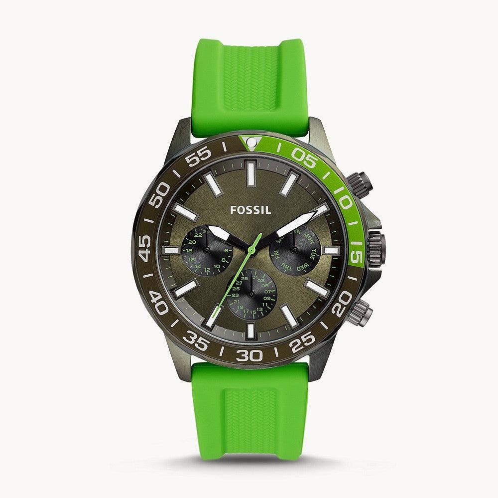  Shop Authentic Fossil Bannon Chronograph Grey Dial Green Silicone Strap Watch for Men - BQ2501 - Luxxuri