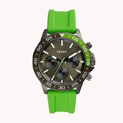  Shop Authentic Fossil Bannon Chronograph Grey Dial Green Silicone Strap Watch for Men - BQ2501 - Luxxuri