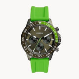  Shop Authentic Fossil Bannon Chronograph Grey Dial Green Silicone Strap Watch for Men - BQ2501 - Luxxuri
