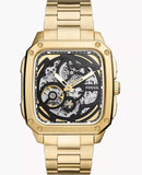  Shop Authentic Fossil Inscription Automatic Skeleton Black Dial Gold Steel Strap Watch for Men - BQ2573 - Luxxuri