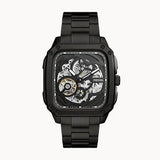  Shop Authentic Fossil Inscription Automatic Skeleton Black Dial Black Steel Strap Watch for Men - BQ2574 - Luxxuri