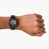  Shop Authentic Fossil Inscription Automatic Skeleton Black Dial Black Steel Strap Watch for Men - BQ2574 - Luxxuri