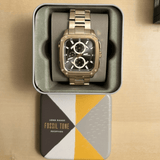 Shop Authentic Fossil Inscription Multifunction Black Dial Gold Steel Strap Watch for Men - BQ2656 - Luxxuri