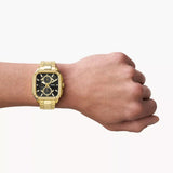  Shop Authentic Fossil Inscription Multifunction Black Dial Gold Steel Strap Watch for Men - BQ2656 - Luxxuri