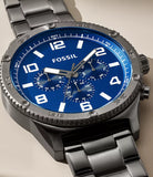  Shop Authentic Fossil Brox Multifunction Blue Dial Grey Steel Strap Watch for Men - BQ2798 - Luxxuri