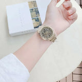  Shop Authentic Fossil Rye Automatic Skeleton Gold Dial Gold Steel Strap Watch for Women - BQ3755 - Luxxuri