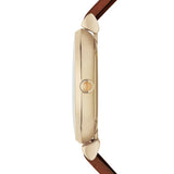  Shop Authentic Emporio Armani Gianni T Bar Quartz Pink Mother of Pearl Dial Brown Leather Strap Watch For Women - AR1960 - Luxxuri