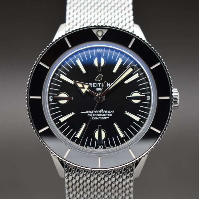  Shop Authentic Breitling Superocean Heritage '57 Black Dial Silver Mesh Bracelet Watch for Men - A10370121B1A1 - Luxxuri