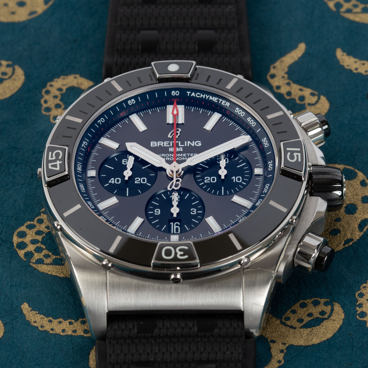  Shop Authentic Breitling Super Chronomat B01 44 Black Dial Black Rubber Strap Watch for Men - AB0136251B2S1 - Luxxuri