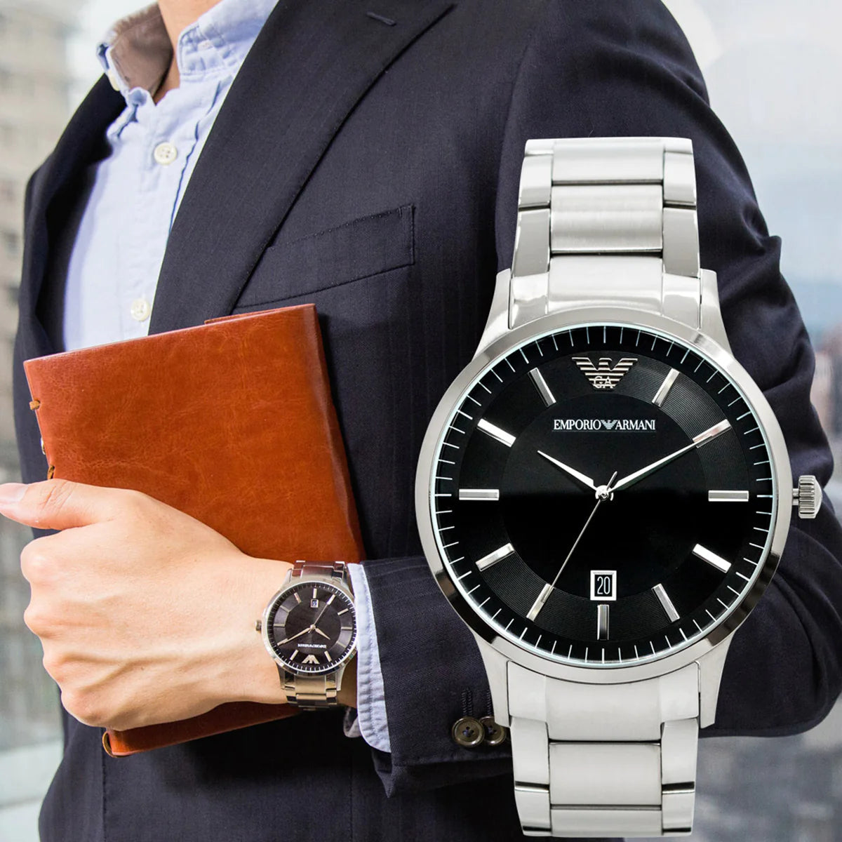  Shop Authentic Emporio Armani Renato Quartz Black Dial Silver Steel Strap Watch For Men - AR11181 - Luxxuri