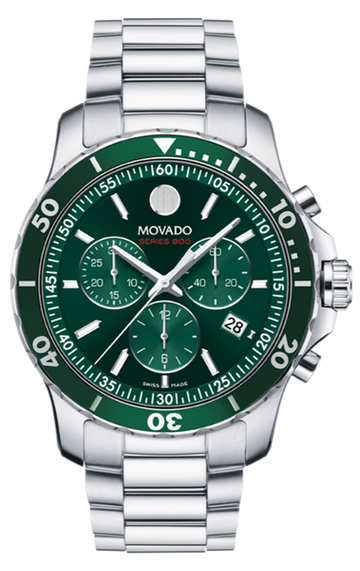  Shop Authentic Movado Series 800 Chronograph Green Dial Silver Steel Strap Watch for Men - 2600179 - Luxxuri