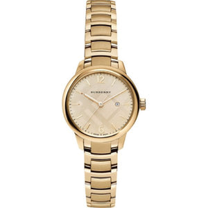  Shop Authentic Burberry The Classic Champagne Dial Gold Steel Strap Watch for Women - BU10109 - Luxxuri