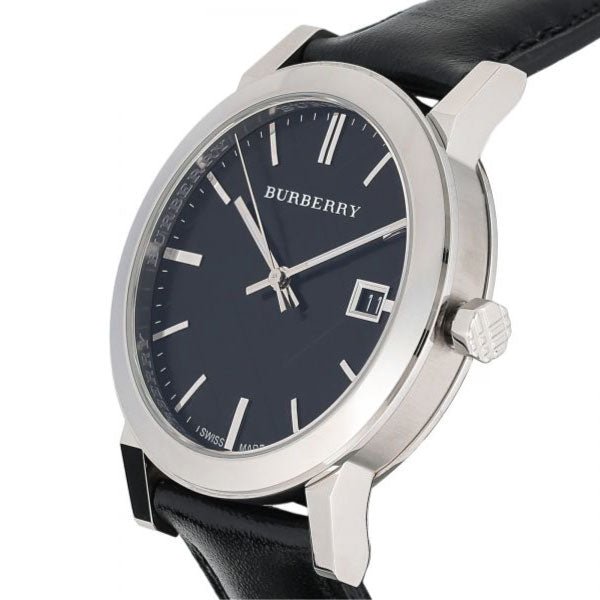  Shop Authentic Burberry The City Black Dial Black Leather Strap Watch for Men - BU9009 - Luxxuri