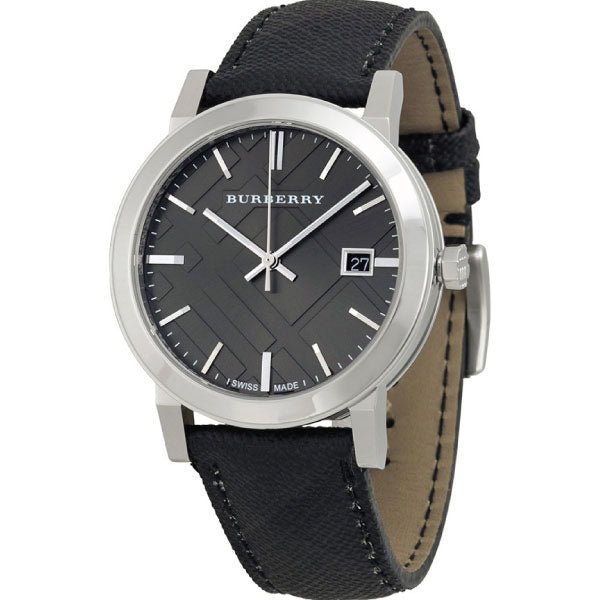  Shop Authentic Burberry The City Grey Dial Black Leather Strap Watch for Men - BU9030 - Luxxuri