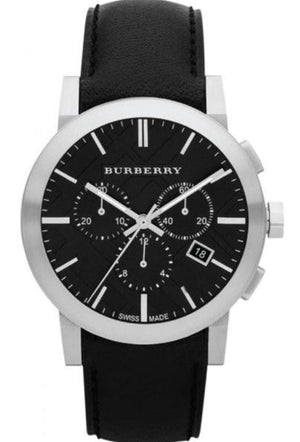  Shop Authentic Burberry The City Chronograph Black Dial Black Leather Strap Watch for Men - BU9356 - Luxxuri