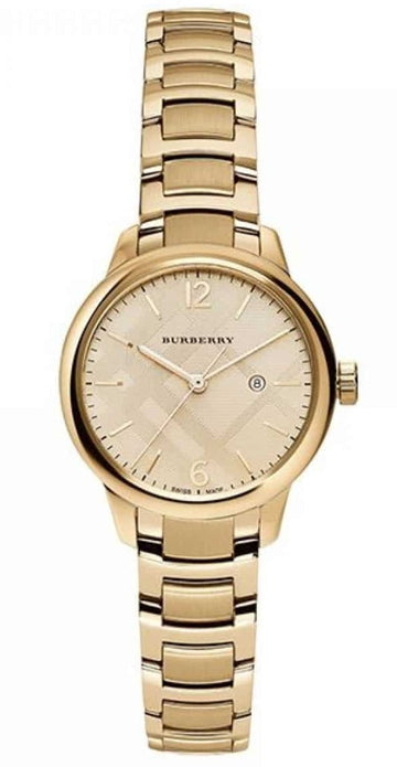  Shop Authentic Burberry The Classic Champagne Dial Gold Steel Strap Watch for Women - BU10109 - Luxxuri