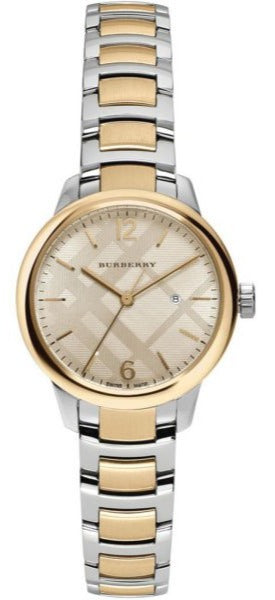  Shop Authentic Burberry The Classic Champagne Gold Dial Two Tone Steel Strap Watch for Women - BU10118 - Luxxuri
