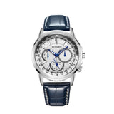  Shop Authentic Citizen Eco Drive Calendrier White Dial Blue Leather Strap Watch For Men - BU2020-11A - Luxxuri