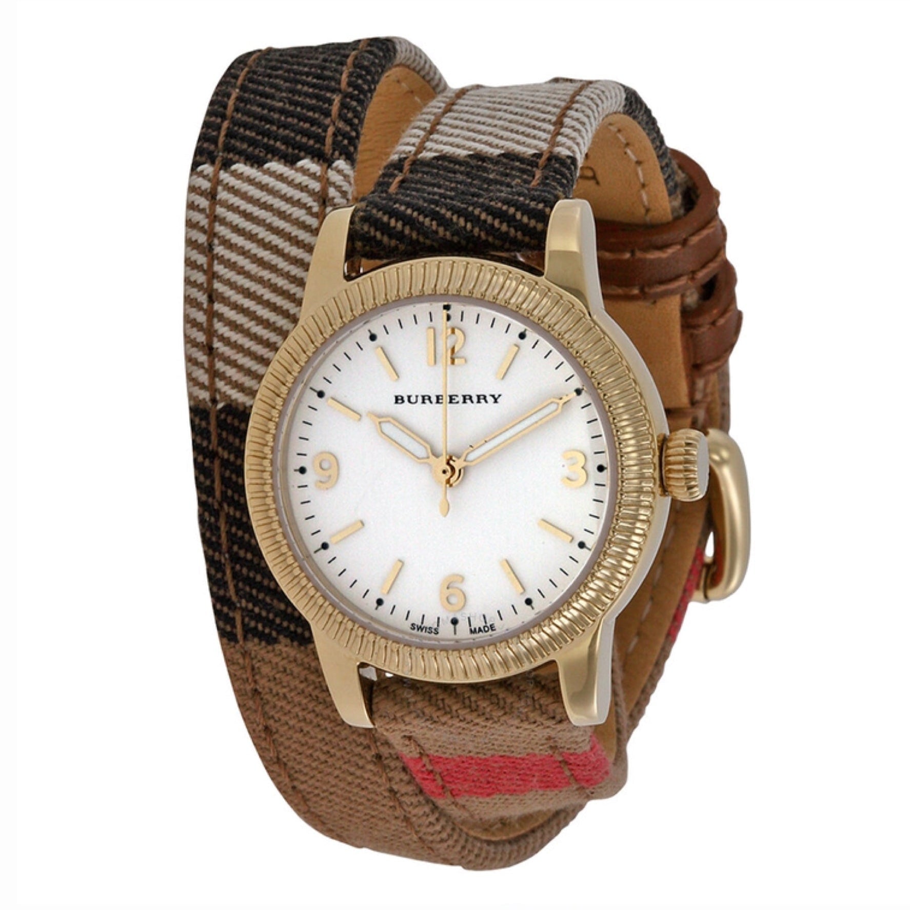  Shop Authentic Burberry Utilitarian White Dial Multicolor Leather Strap Watch for Women - BU7851 - Luxxuri