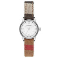  Shop Authentic Burberry Utilitarian White Dial Multicolor Leather Strap Watch for Women - BU7863 - Luxxuri