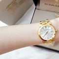  Shop Authentic Burberry The City Silver Dial Gold Steel Strap Unisex Watch - BU9003 - Luxxuri