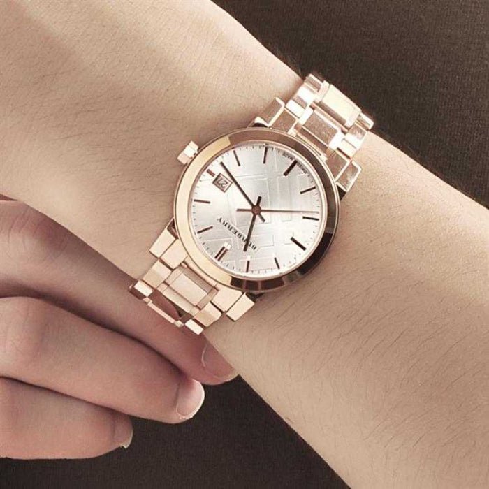  Shop Authentic Burberry The City Diamonds Rose Gold Dial Rose Gold Steel Strap Watch for Women - BU9126 - Luxxuri
