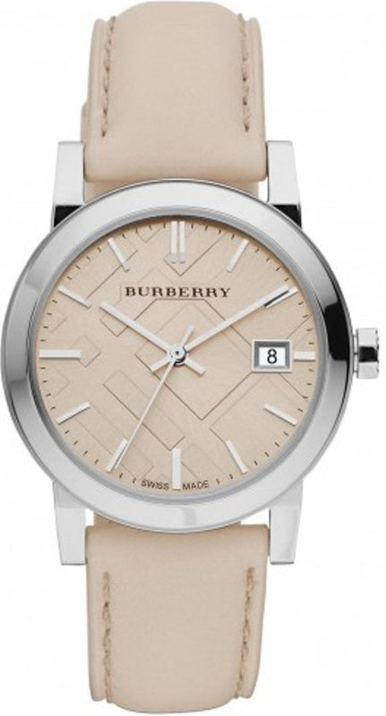  Shop Authentic Burberry The City Beige Dial Beige Leather Strap Watch for Women - BU9107 - Luxxuri