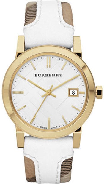  Shop Authentic Burberry The City White Dial White Leather Strap Watch for Women - BU9015 - Luxxuri