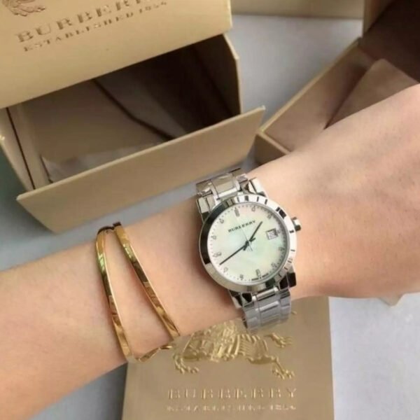  Shop Authentic Burberry The City Diamonds Silver Dial Silver Steel Strap Watch for Women - BU9125 - Luxxuri