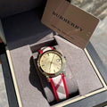 Burberry The City Champagne Dial Leather Strap Watch for Women - BU9139