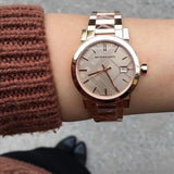  Shop Authentic Burberry The City Nude Dial Rose Gold Steel Strap Watch for Women - BU9228 - Luxxuri
