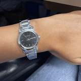  Shop Authentic Burberry The City Black Dial Silver Steel Strap Watch for Women - BU9201 - Luxxuri