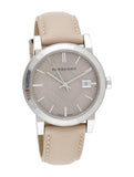  Shop Authentic Burberry The City Beige Dial Beige Leather Strap Watch for Women - BU9107 - Luxxuri