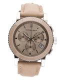  Shop Authentic Burberry The City Chronograph Rose Gold Dial Beige Leather Strap Watch For Women - BU9702 - Luxxuri