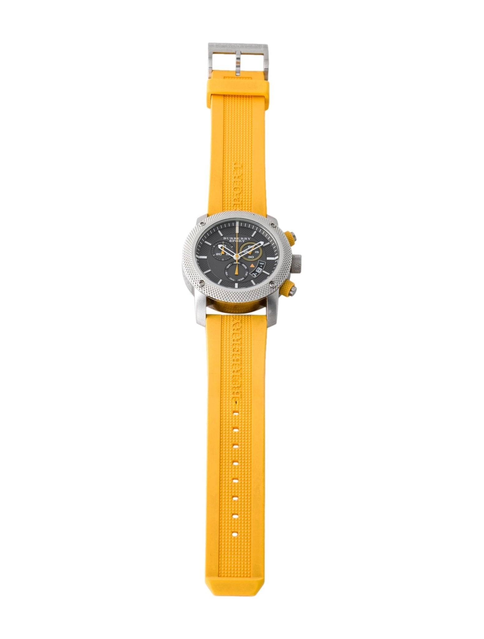  Shop Authentic Burberry Sport Chronograph Grey Dial Yellow Rubber Strap Watch for Men - BU7712 - Luxxuri