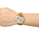  Shop Authentic Burberry The City Gold Dial Brown Leather Strap Watch for Women - BU9133 - Luxxuri