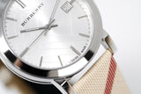  Shop Authentic Burberry The City Nova Silver Dial White Leather Strap Watch for Women - BU9022 - Luxxuri