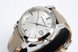  Shop Authentic Burberry The City White Dial Beige Leather Strap Watch for Women - BU9132 - Luxxuri
