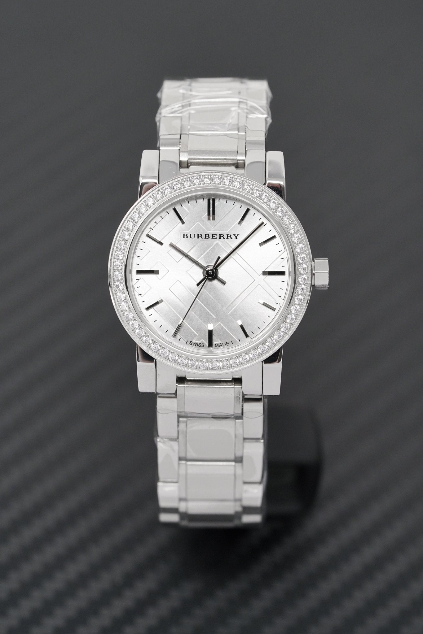  Shop Authentic Burberry The City Diamonds Silver Dial Silver Steel Strap Watch for Women - BU9220 - Luxxuri