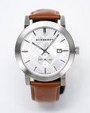  Shop Authentic Burberry The City Silver Dial Brown Leather Strap Watch for Men - BU9904 - Luxxuri