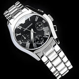  Shop Authentic Emporio Armani Velente Chronograph Black Dial Silver Steel Strap Watch For Women - AR0674 - Luxxuri