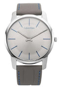  Shop Authentic Calvin Klein City Silver Dial Grey Leather Strap Watch for Men - K2G211Q4 - Luxxuri