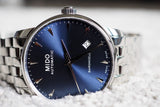  Shop Authentic Mido Baroncelli II Automatic Blue Dial Silver Steel Strap Watch For Men - M8600.4.15.1 - Luxxuri