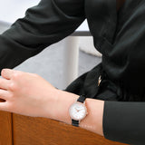  Shop Authentic Emporio Armani Cleo Three-Hand Mother of Pearl Dial Black Leather Strap Watch For Women - AR11485 - Luxxuri