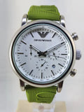  Shop Authentic Emporio Armani Chronograph White Dial Green Rubber Strap Watch For Men - AR11022 - Luxxuri