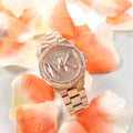  Shop Authentic Michael Kors Lennox Three Hand Rose Gold Dial Rose Gold Steel Strap Watch For Women - MK7230 - Luxxuri