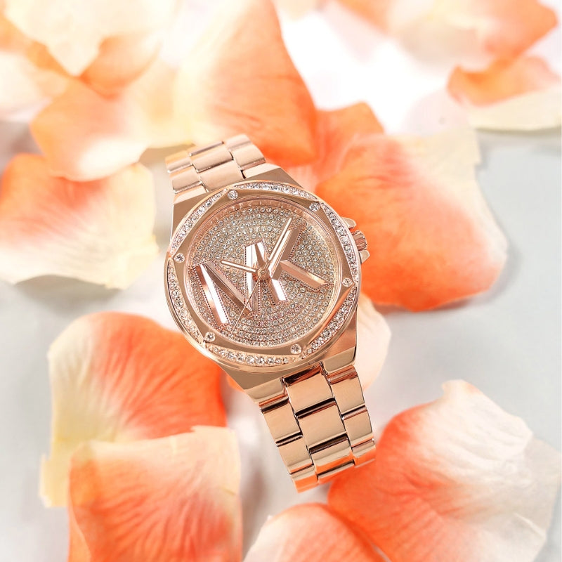 Shop Authentic Michael Kors Lennox Three Hand Rose Gold Dial Rose Gold Steel Strap Watch For Women - MK7230 - Luxxuri