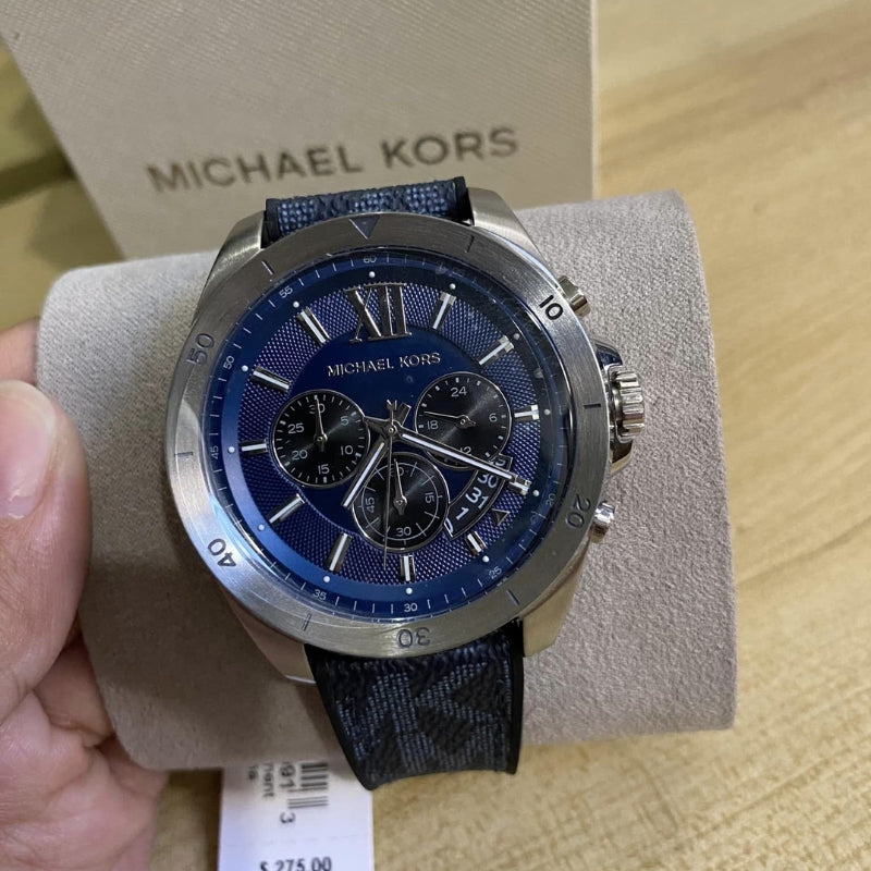  Shop Authentic Michael Kors Brecken Chronograph Blue Dial Blue Rubber Strap Watch For Men - MK8923 - Luxxuri