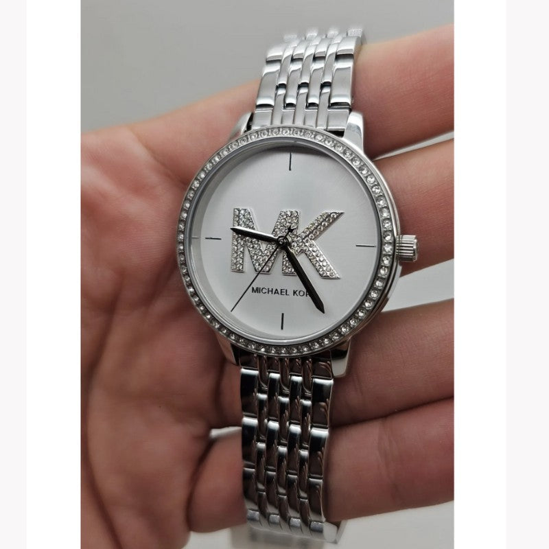  Shop Authentic Michael Kors Melissa Quartz Silver Dial Silver Steel Strap Watch for Women - MK1055 - Luxxuri