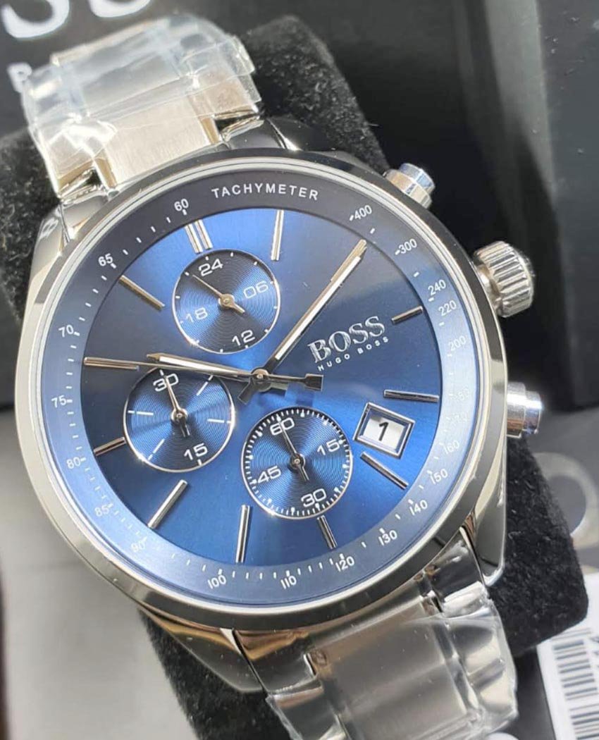  Shop Authentic Hugo Boss Grand Prix Blue Dial Silver Steel Strap Watch for Men - 1513478 - Luxxuri